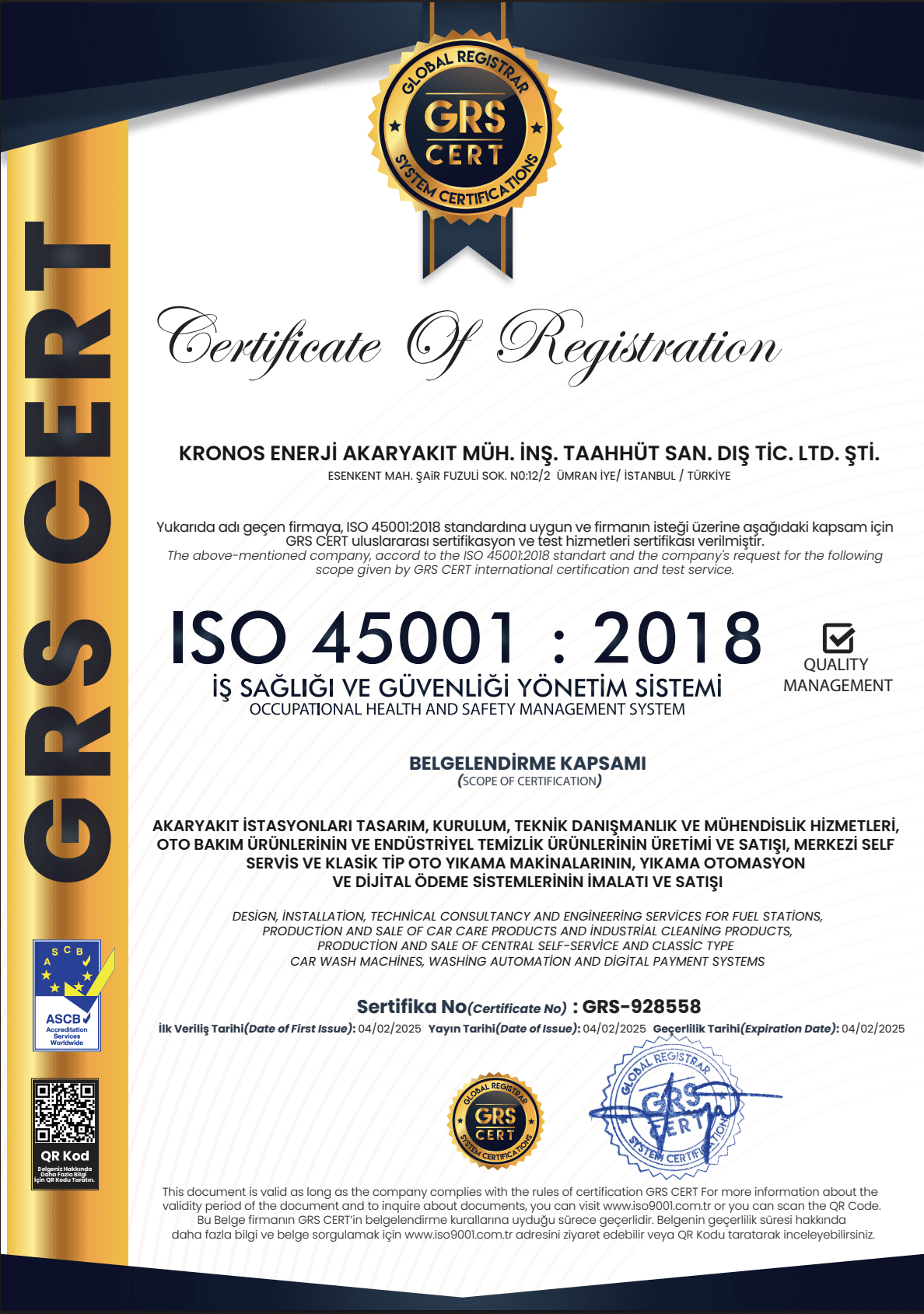 ISO 45001 Occupational Health and Safety